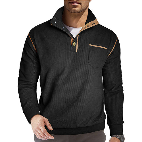 Herren modische Pulloverjacke mit hohem Kragen und Brusttasche Echoarchiv