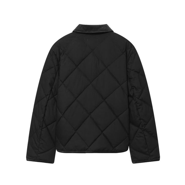 Damen Kurzjacke gesteppter Quilt‑Bomber mit Cordkragen, Frontreißverschluss und aufgesetzten Taschen Echo Archiv