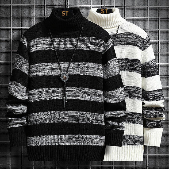 Herren hochgeschlossener gestreifter Pullover Echoarchiv