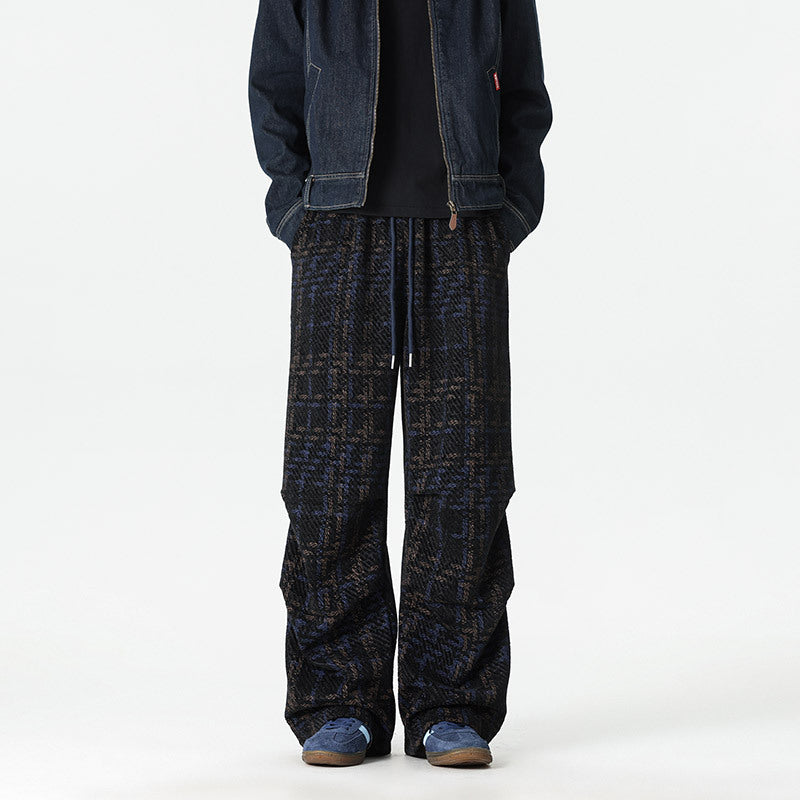 Herren Karierte Relaxed-Fit Hose mit verstellbarem Bund Echoarchiv