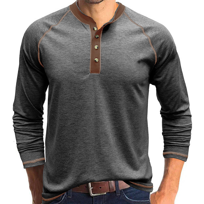 Herren Langarm Henley-Shirt mit kontrastierenden Details Echoarchiv