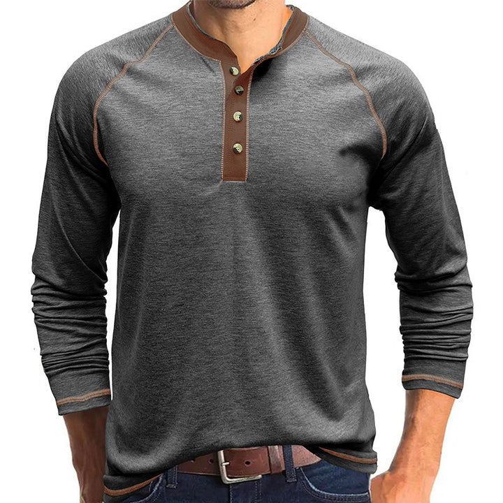Herren Langarm Henley-Shirt mit kontrastierenden Details Echoarchiv