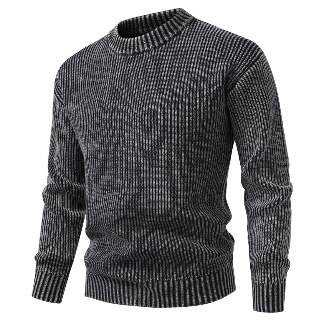 Herren Feinstrick-Rippstrickpullover mit Mockneck und elastischem Saum Echo Archiv