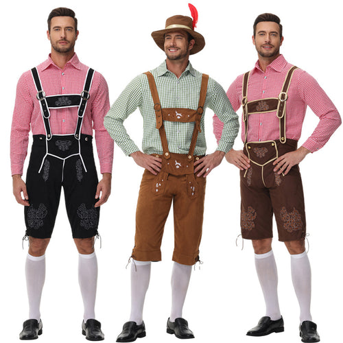 Herren nan traditionelle Trachtenlederhose mit Hosenträgern und Stickereien Echo Archiv