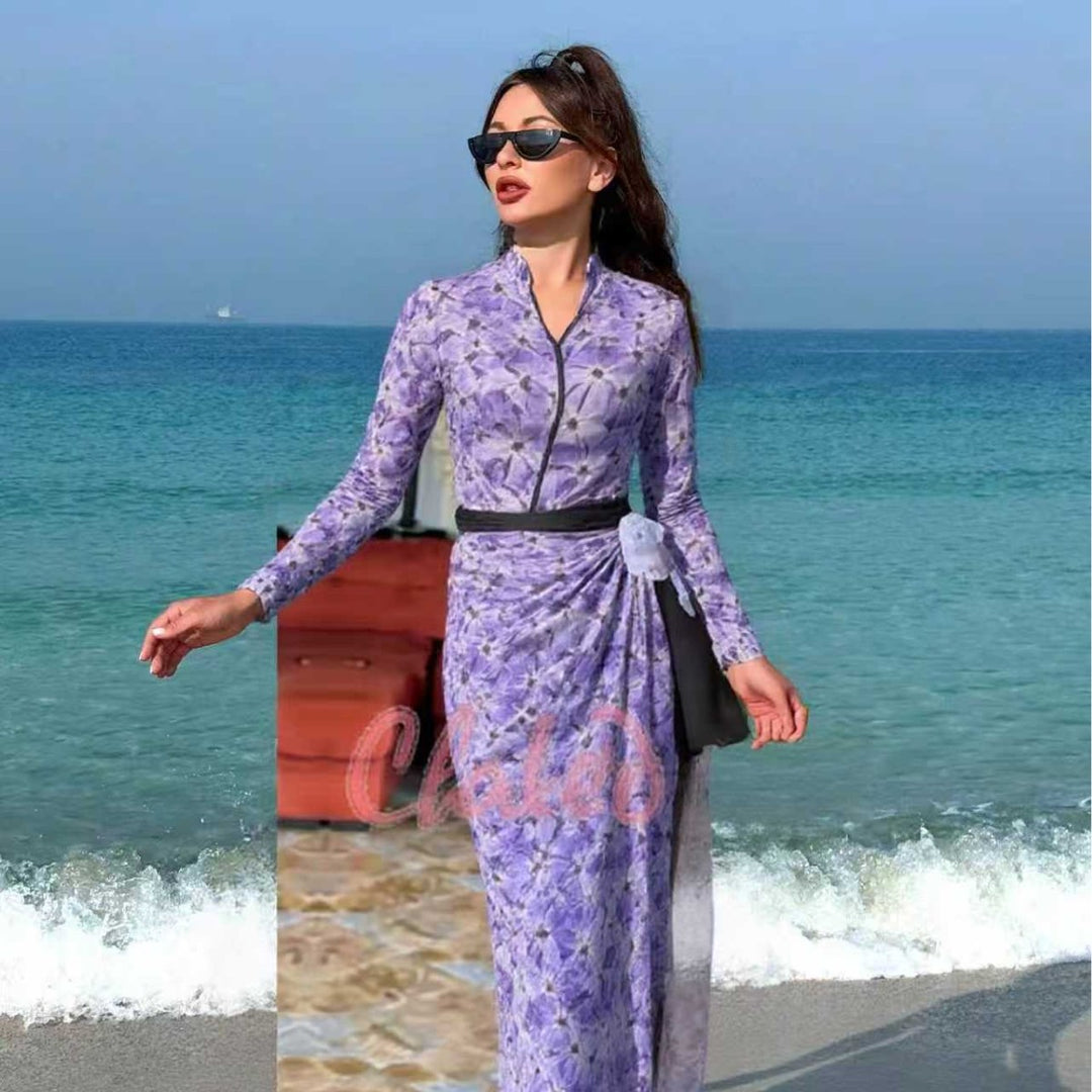 Damen elegantes Strandkleid mit floralem Muster Echo Archiv