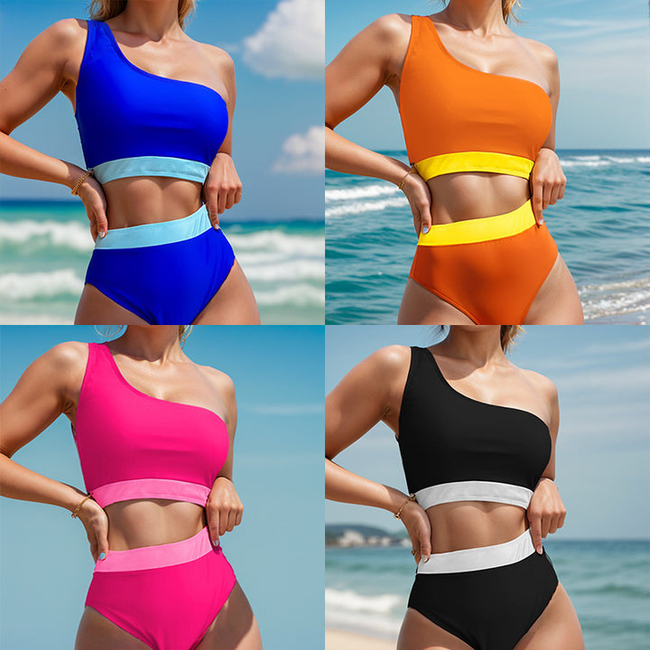 Damen Einseitiger Bikini mit hohem Bund Echo Archiv