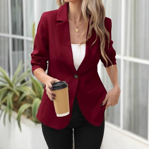 Damen Eleganter Stretch-Blazer mit figurformender Taille, Ein-Knopf und Schalkragen – Valéne