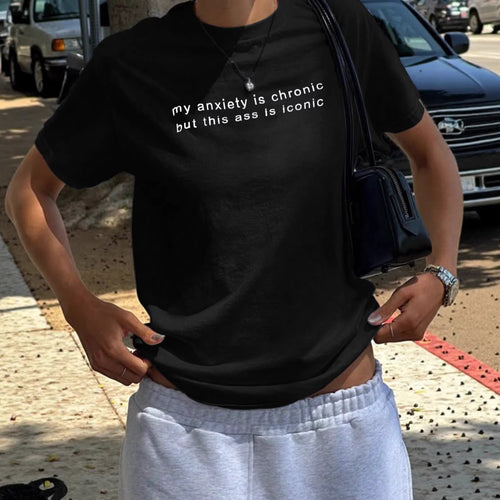 Damen T-Shirt mit kreativem Statement und lässigem Schnitt Echo Archiv