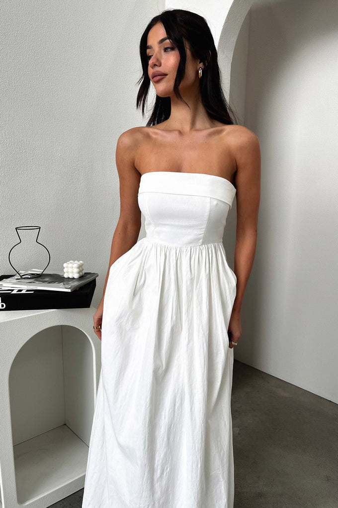 Damen Maxi-Kleid mit figurbetontem Oberteil und fließendem Rock Echo Archiv