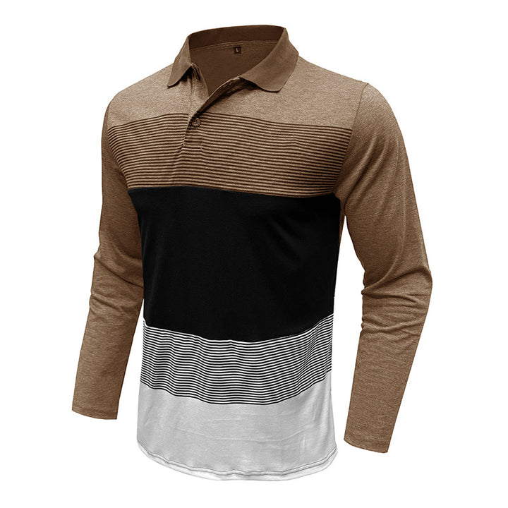 Herren Longsleeve Polo mit modischem Streifenmuster Echoarchiv