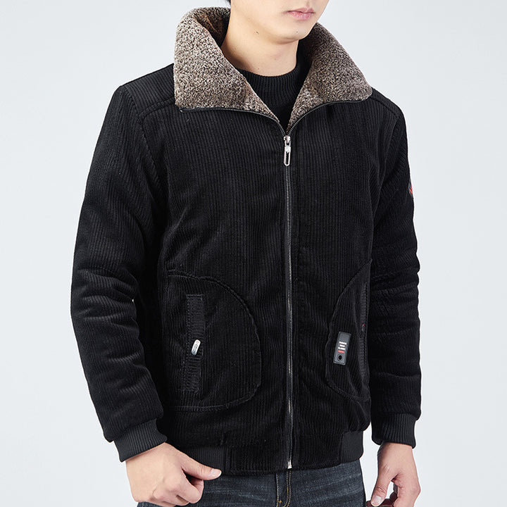 Herren Cord-Bomberblouson mit Sherpa-Kragen, Thermo-Futter und Utility-Taschen Echoarchiv
