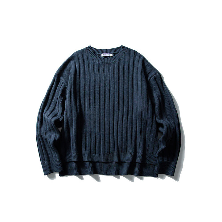 Unisex Grobstrick-Pullover mit breitem Rippmuster und weitem Schnitt Echoarchiv