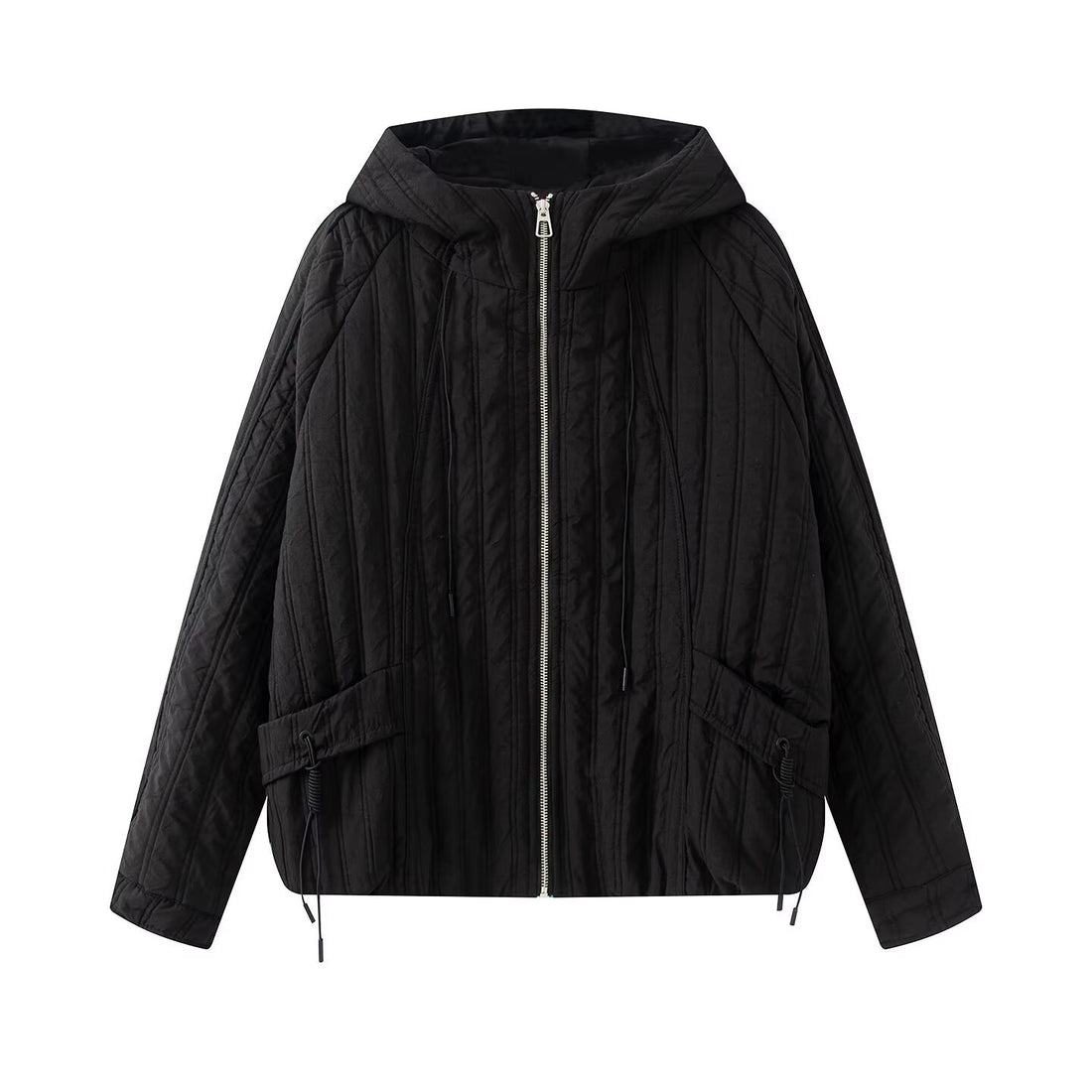 Damen Steppjacke mit Kapuze, Tunnelzug und weitem Schnitt Echoarchiv