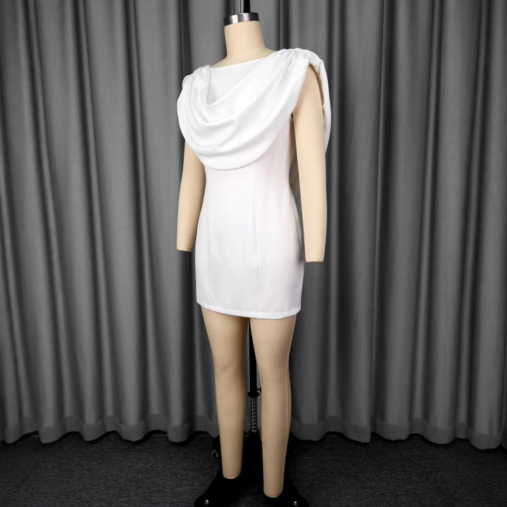 Damen Elegantes Minikleid mit drapiertem Schalkragen Echo Archiv