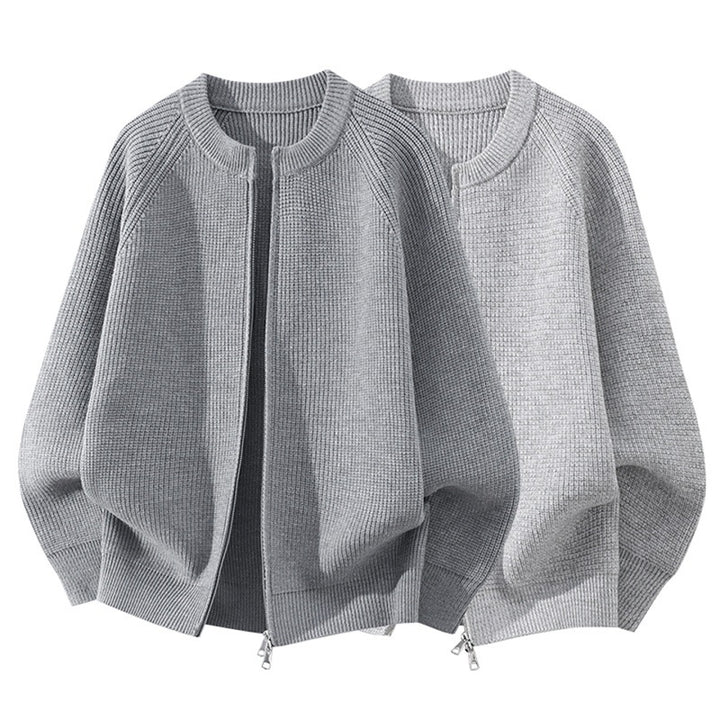 Damen Oversize-Strickcardigan mit Rundhals, Raglanärmeln und Zwei-Wege-Reißverschluss Echoarchiv