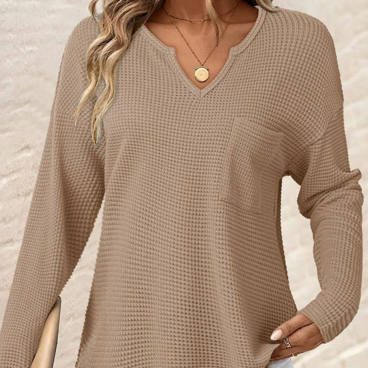 Damen Lässiger V-Ausschnitt Pullover mit Taschen Echo Archiv
