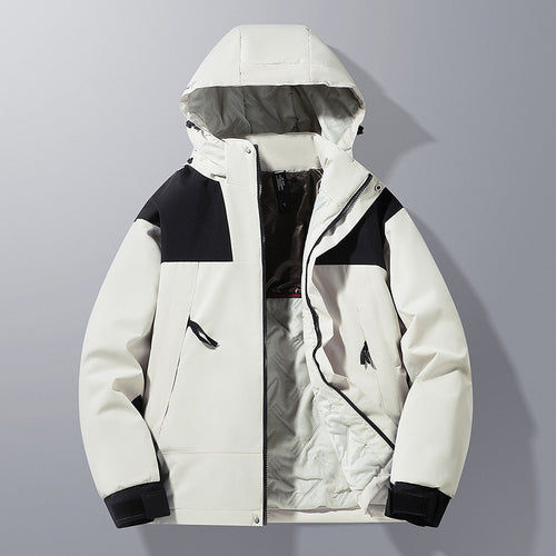 Herren Softshell-Isolationsjacke mit Kapuze, Kontrastbesatz und verstellbaren Klettverschluss-Manschetten – Taviero