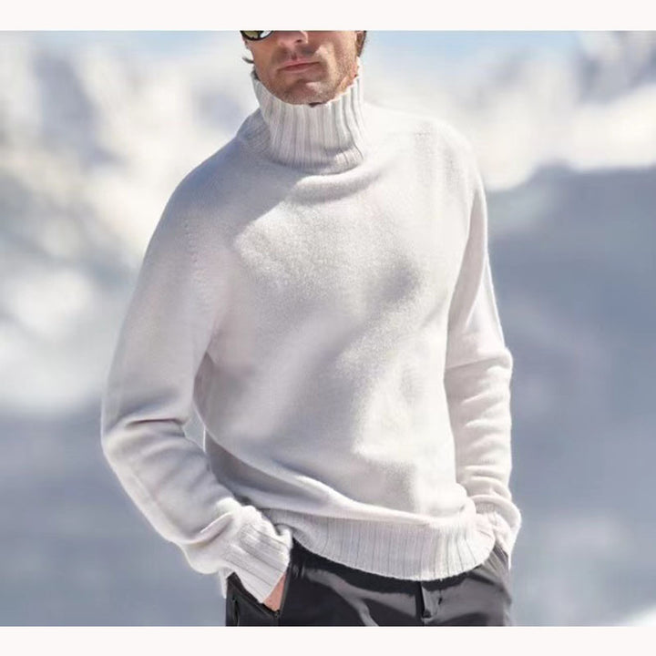 Herren Rollkragenpullover aus hochwertiger Wolle mit strukturierten Details Echoarchiv
