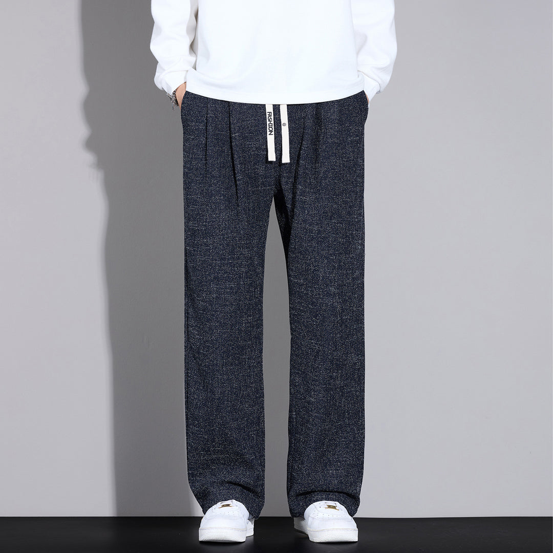Herren Weite Leichte Stoffhose mit Bundfalten, Kordelzug und seitlichem Designstreifen Echo Archiv