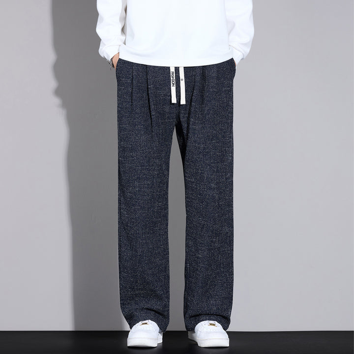 Herren Weite Leichte Stoffhose mit Bundfalten, Kordelzug und seitlichem Designstreifen Echo Archiv