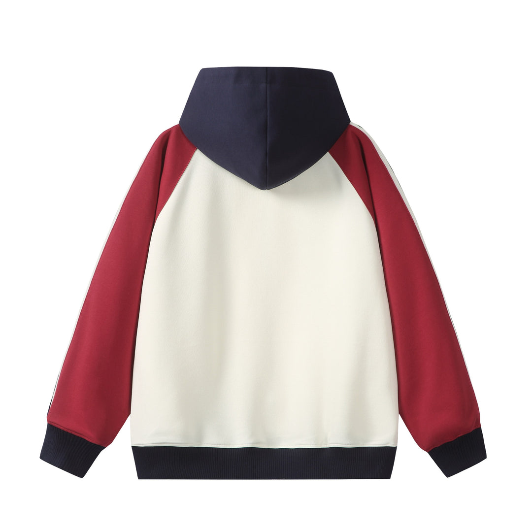 Unisex Kapuzen‑Zipjacke im Retro‑Sportstil mit Colorblock‑Einsätzen und Kängurutasche Echoarchiv