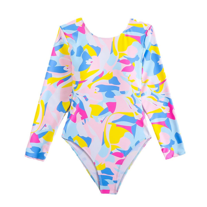 Damen Sportlicher Langarm-Badeanzug mit buntem Muster Echo Archiv