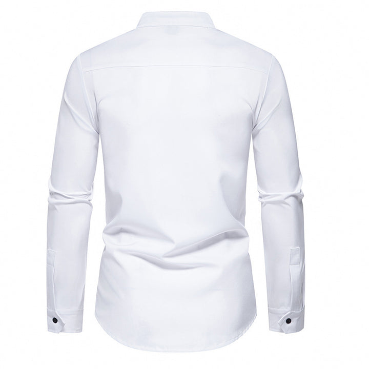 Herren modisches Hemd mit asymmetrischem Knopfdesign und elegantem Stehkragen Echoarchiv