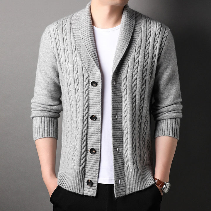 Herren Strickjacke mit strukturiertem Design und elegantem Kragen Echoarchiv