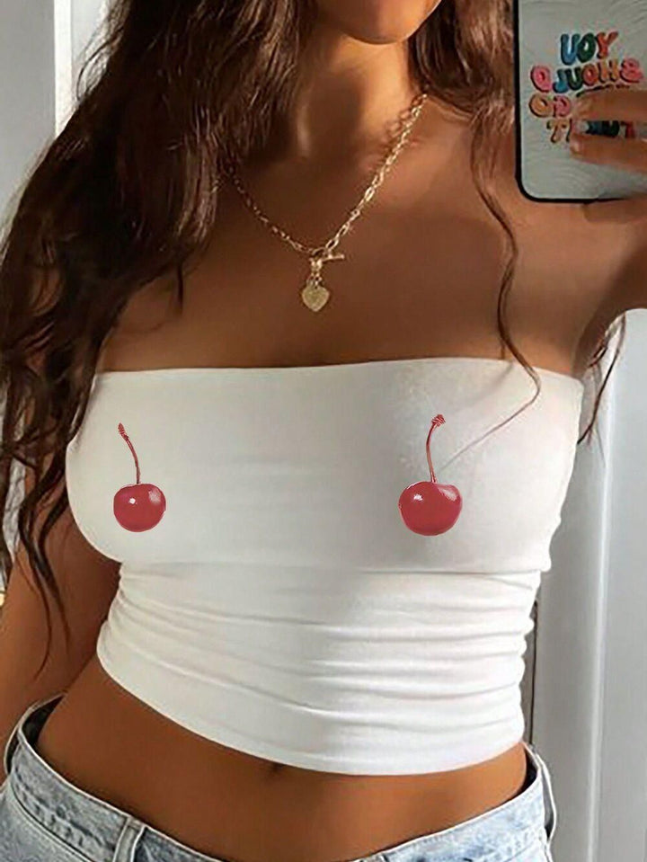 Damen Bandeau-Top mit auffälligem Statement-Aufdruck Echo Archiv