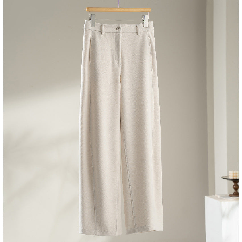Damen Elegante High‑Waist Palazzo-Stoffhose mit Bügelfalte und dekorativer Mittelnaht Echoarchiv