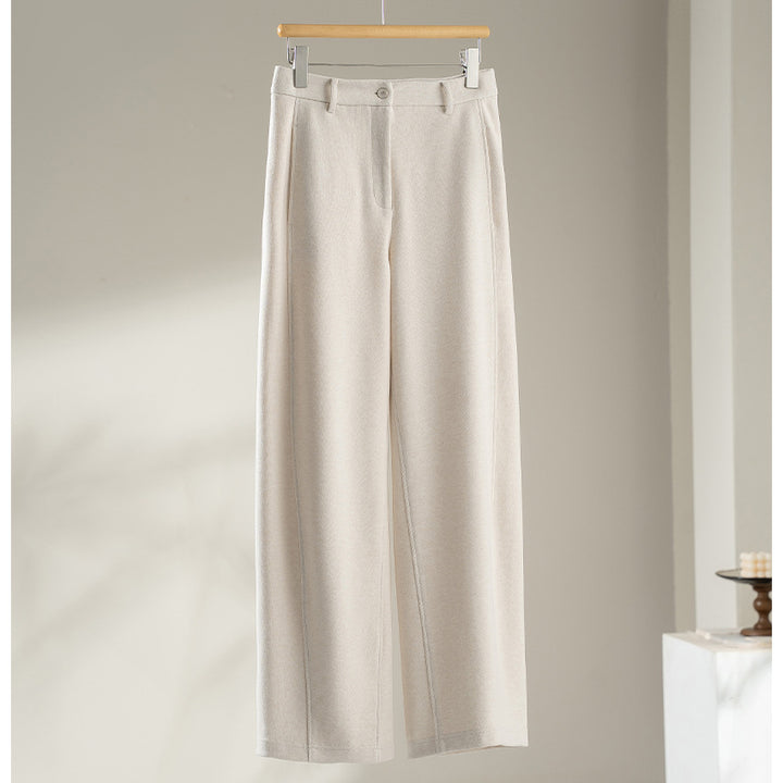 Damen Elegante High‑Waist Palazzo-Stoffhose mit Bügelfalte und dekorativer Mittelnaht Echoarchiv