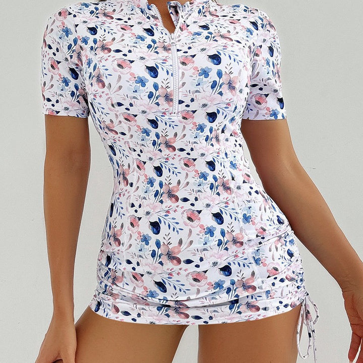 Damen Sportlicher Rashguard mit Reißverschluss Echo Archiv