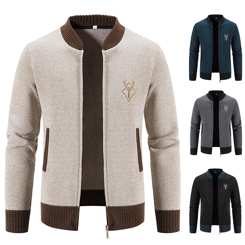 Herren modische Strickjacke mit Reißverschluss und hohem Kragen Echoarchiv