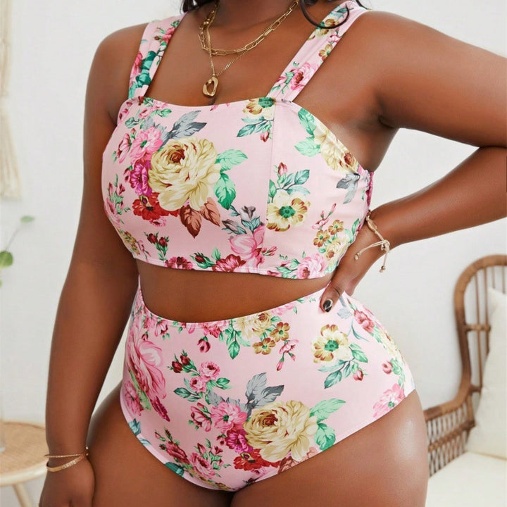 Damen Bikini-Set mit floralem Crop-Top und hohem Taillen-Schnitt Echo Archiv