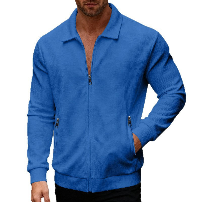Herren Sportlicher Stehkragenpullover mit Reißverschluss und strukturiertem Design Echoarchiv