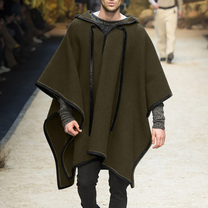 Herren Oversized Kapuzenponcho aus Strick mit geometrischem Mosaikmuster Echoarchiv