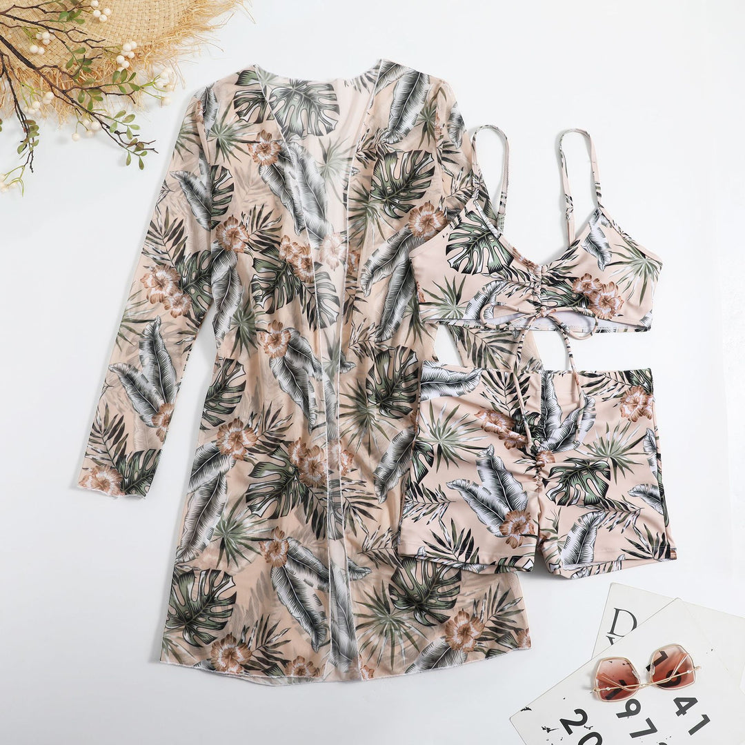 Damen Bikiniset mit floralem Oberteil und luftiger Wickeljacke Echo Archiv