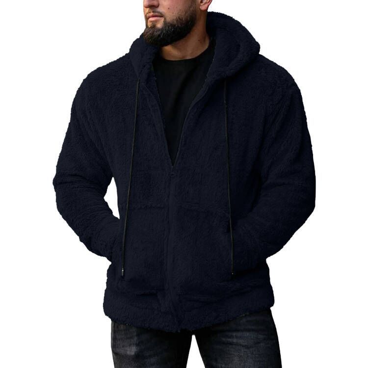 Herren kuschelige Fleecejacke mit Kapuze und seitlichen Taschen Echoarchiv