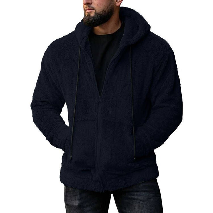 Herren kuschelige Fleecejacke mit Kapuze und seitlichen Taschen Echoarchiv