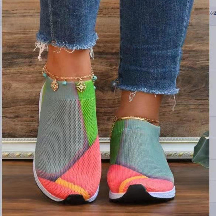Damen Leichte Strick-Slipper-Sneaker ohne Schnürung mit atmungsaktivem Mesh und gedämpfter Plateausohle – Lioré