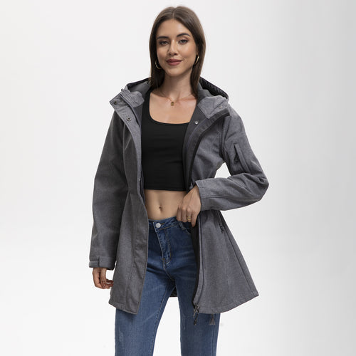 Damen nan funktionaler Softshell-Parka mit Teddyfleece-Futter, Kapuze und Taillenzug Echo Archiv