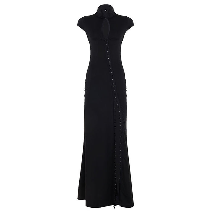 Damen Elegantes Wickelkleid mit hochgeschlossenem Kragen und schmaler Silhouette Echo Archiv