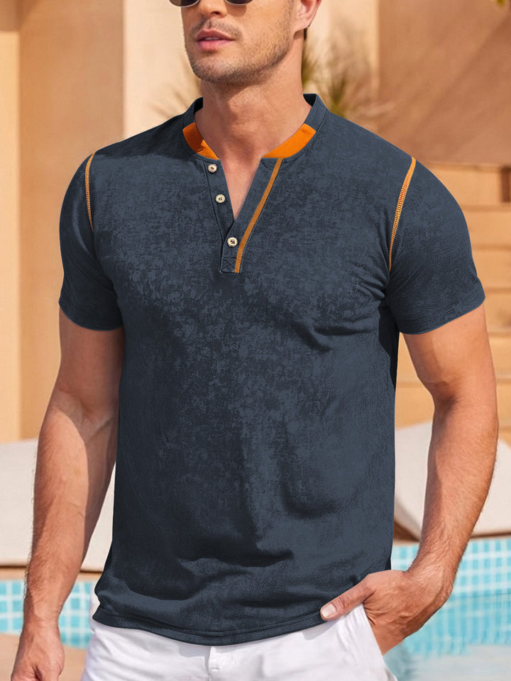 Herren Kurzarm-Polohemd mit stylischen Knöpfen und innovativem Kragen Echoarchiv