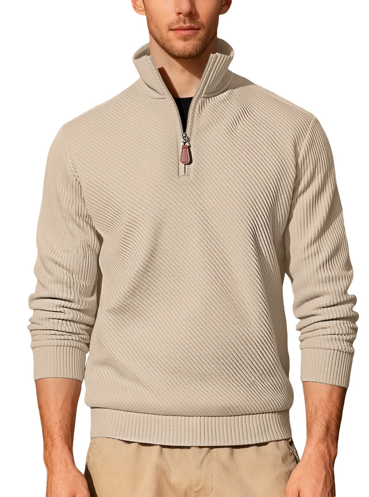 Herren Strickpullover mit hohem Kragen und Reißverschluss Echoarchiv