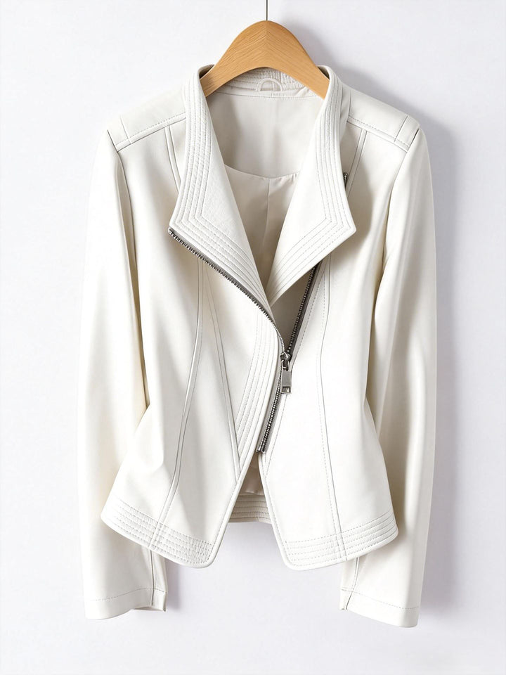 Damen Modische Kunstlederjacke mit asymmetrischem Reißverschluss Echo Archiv