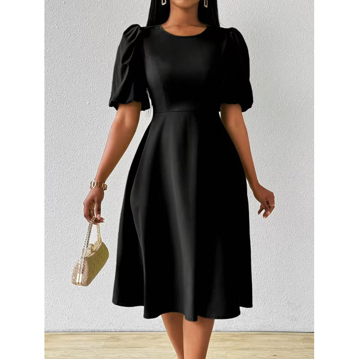 Damen Midi-Kleid mit Puffärmeln und schwingendem Saum Echo Archiv