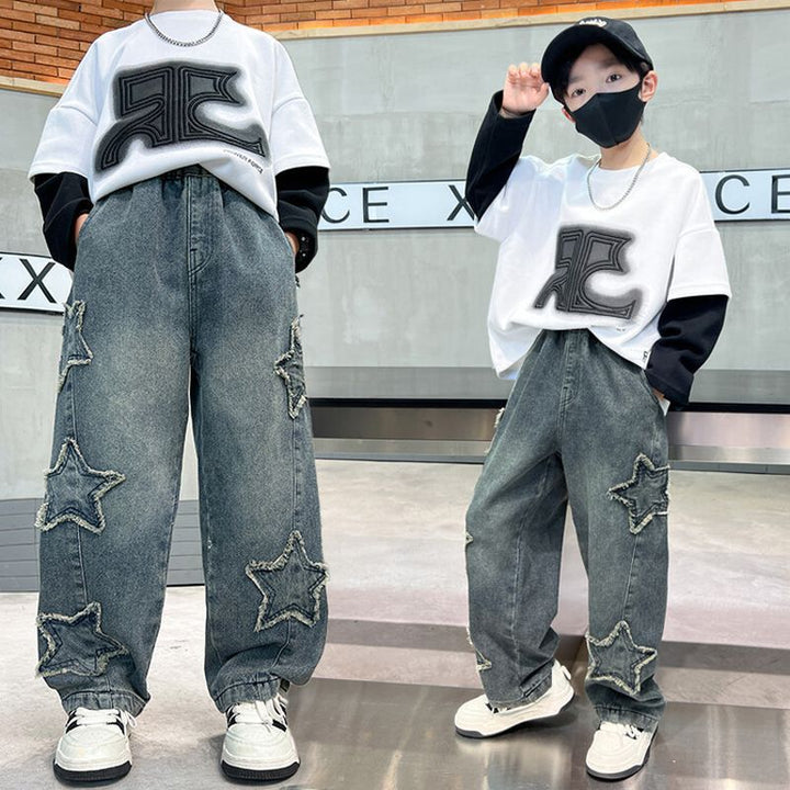 Damen Baggy-Jeans mit Sternenapplikationen Echo Archiv