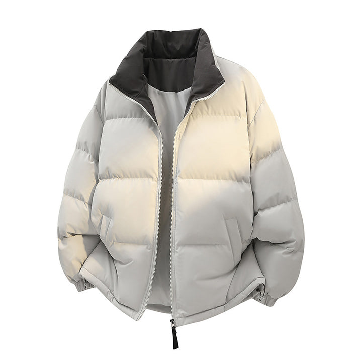 Unisex Oversize-Steppjacke mit hohem Kragen, zweifarbiger Innenfütterung & verstellbarem Saum Echoarchiv