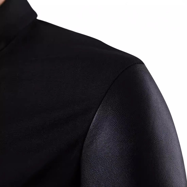 Herren Modische Jacke mit asymmetrischem Reißverschluss und kontrastierenden Ärmeln Echoarchiv