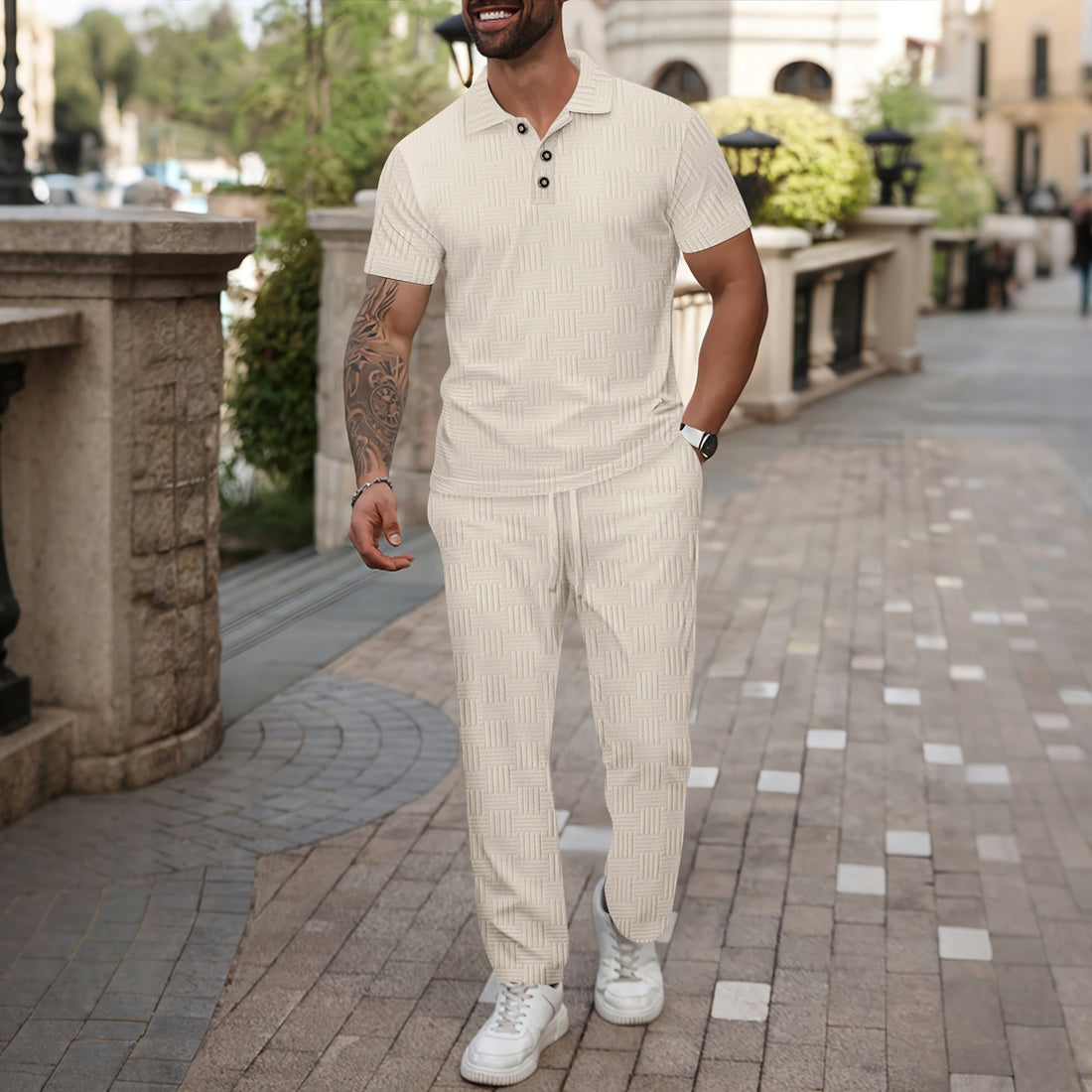 Herren modernes Freizeit Outfit mit einzigartigem Muster – Averon